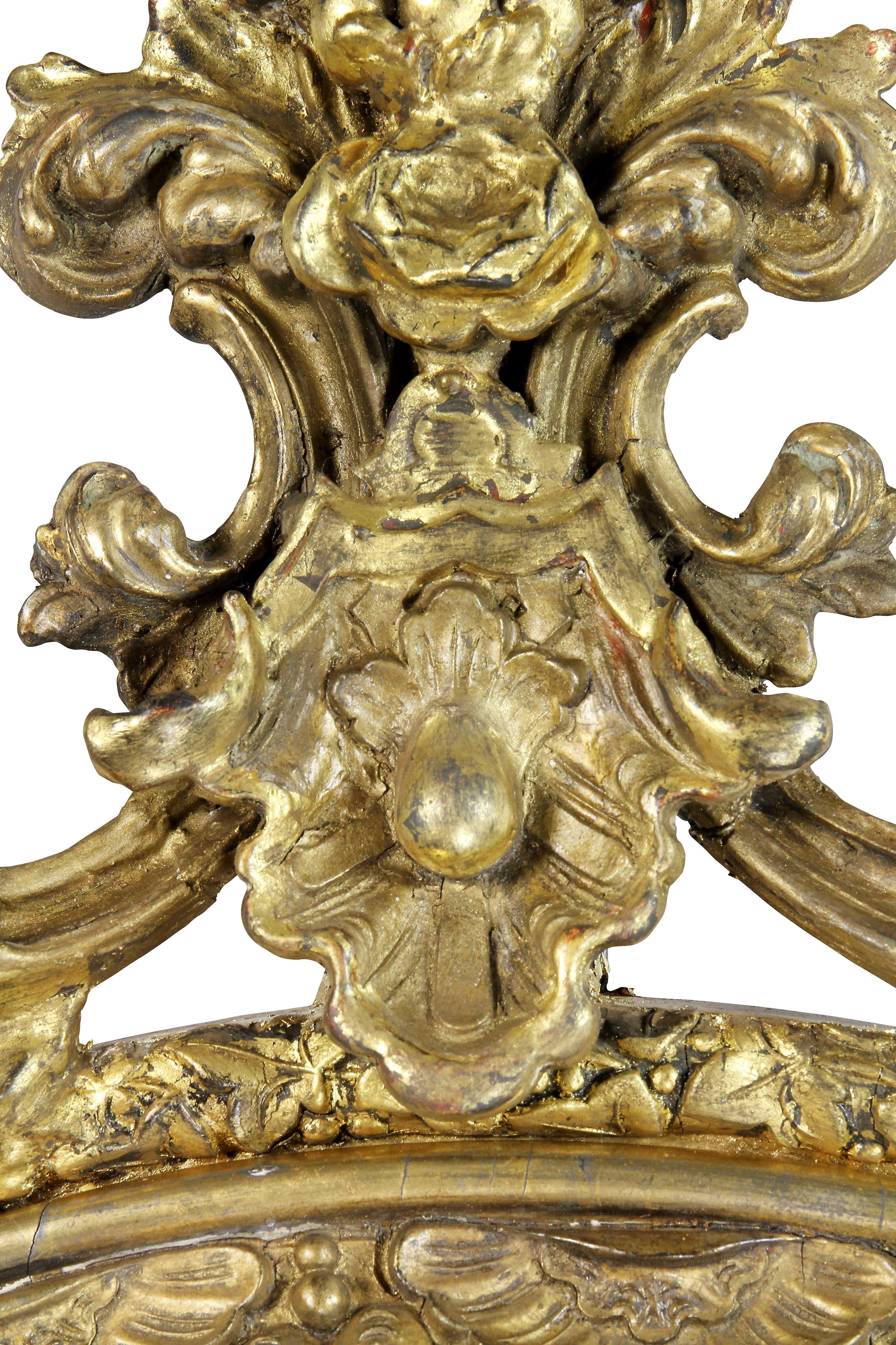 English Victorian Giltwood Convex Mirror