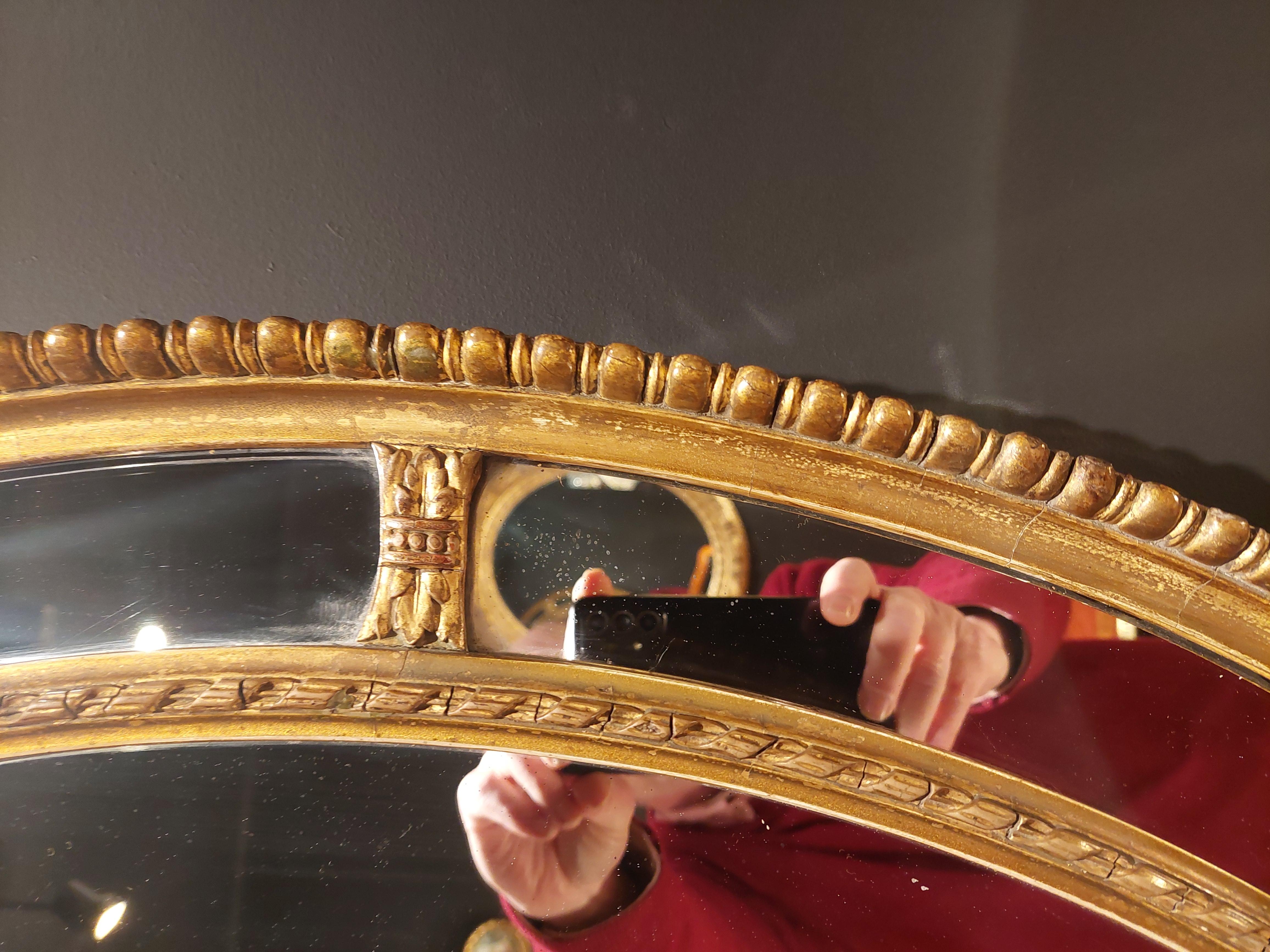 19th Century Victorian Giltwood & Gesso Oval Wall Mirror For Sale