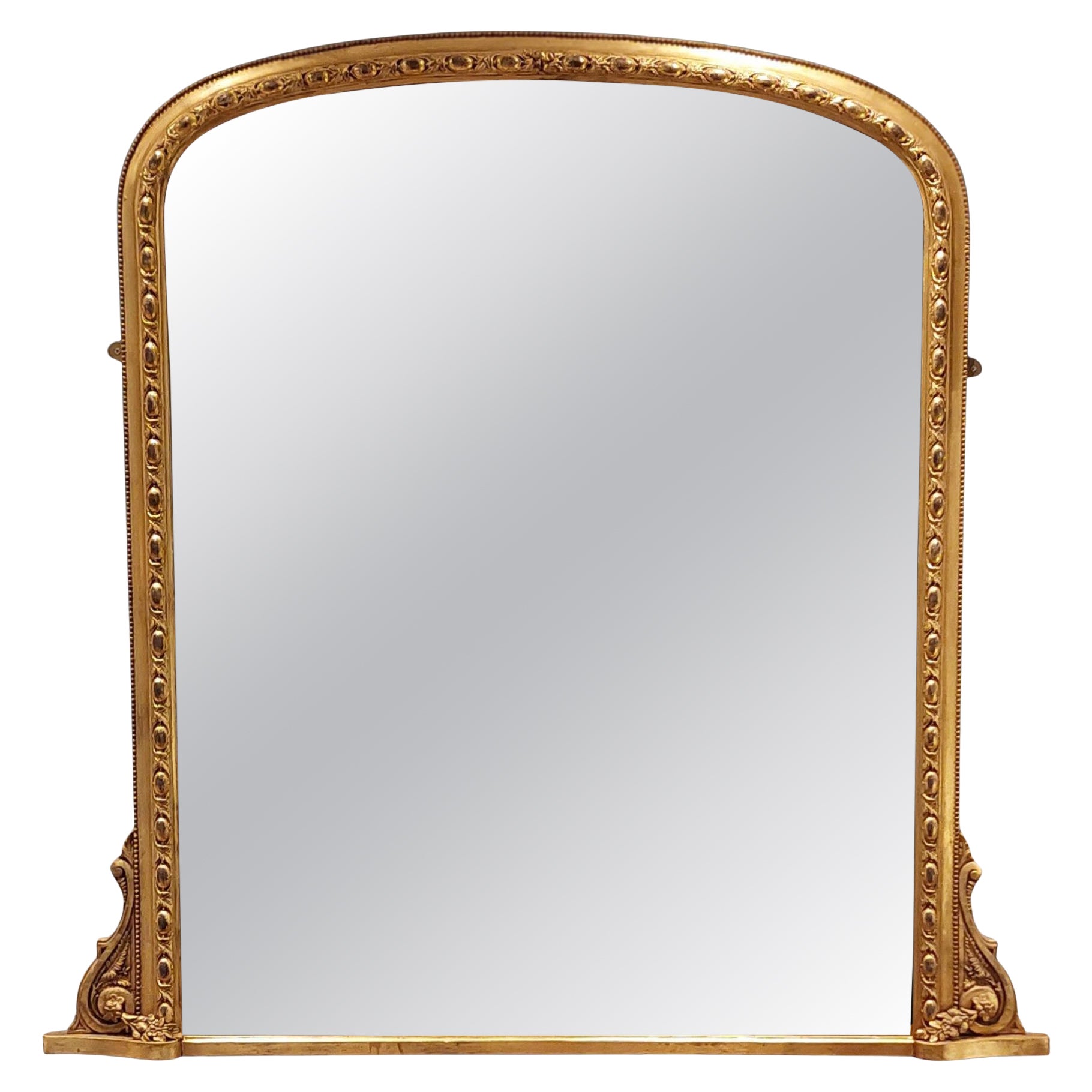 Specchio da parete vittoriano in legno dorato e gesso in vendita