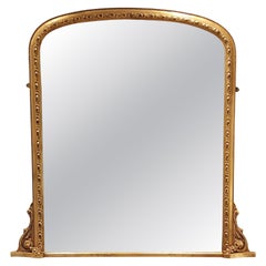 Specchio da parete vittoriano in legno dorato e gesso