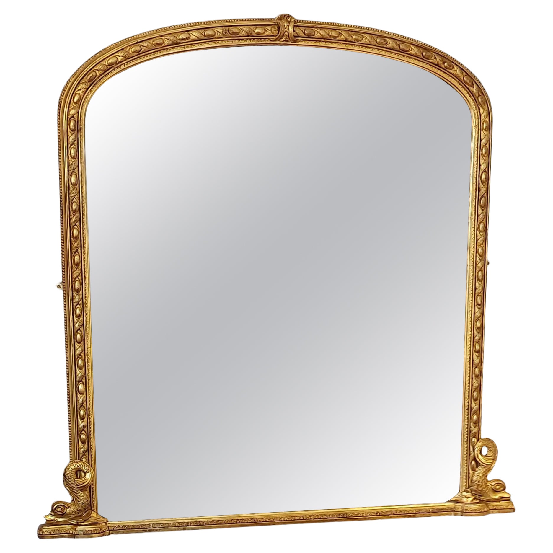 Specchio da parete vittoriano in legno dorato e gesso