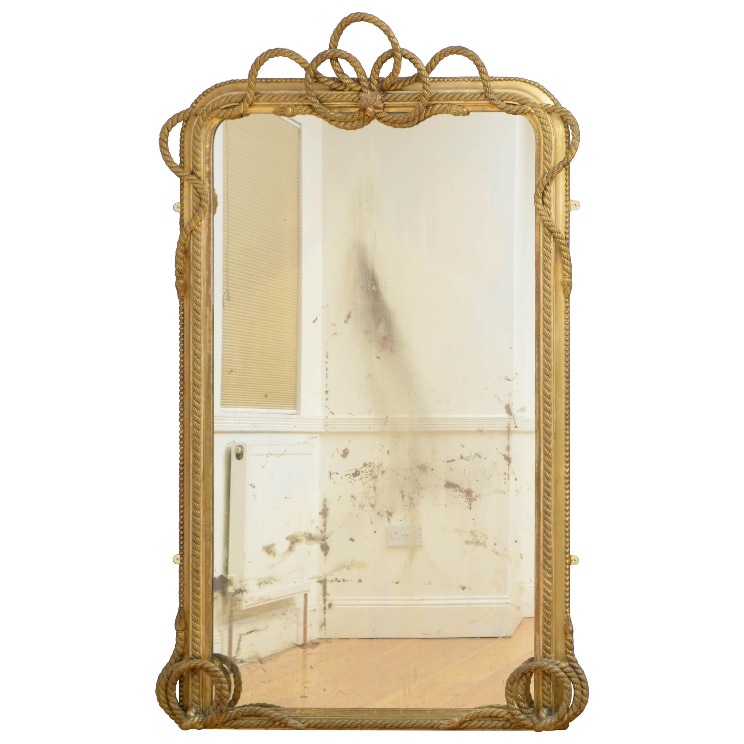 Victorian Giltwood Leaner or Wall Mirror For Sale