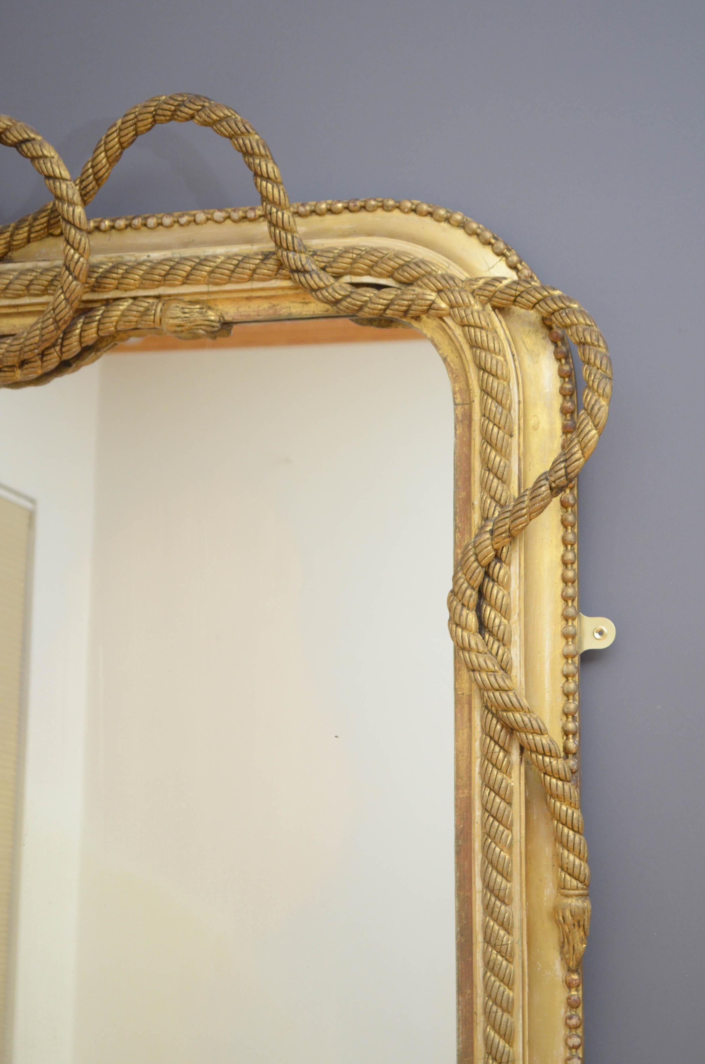 Victorian Giltwood Leaner or Wall Mirror For Sale 3