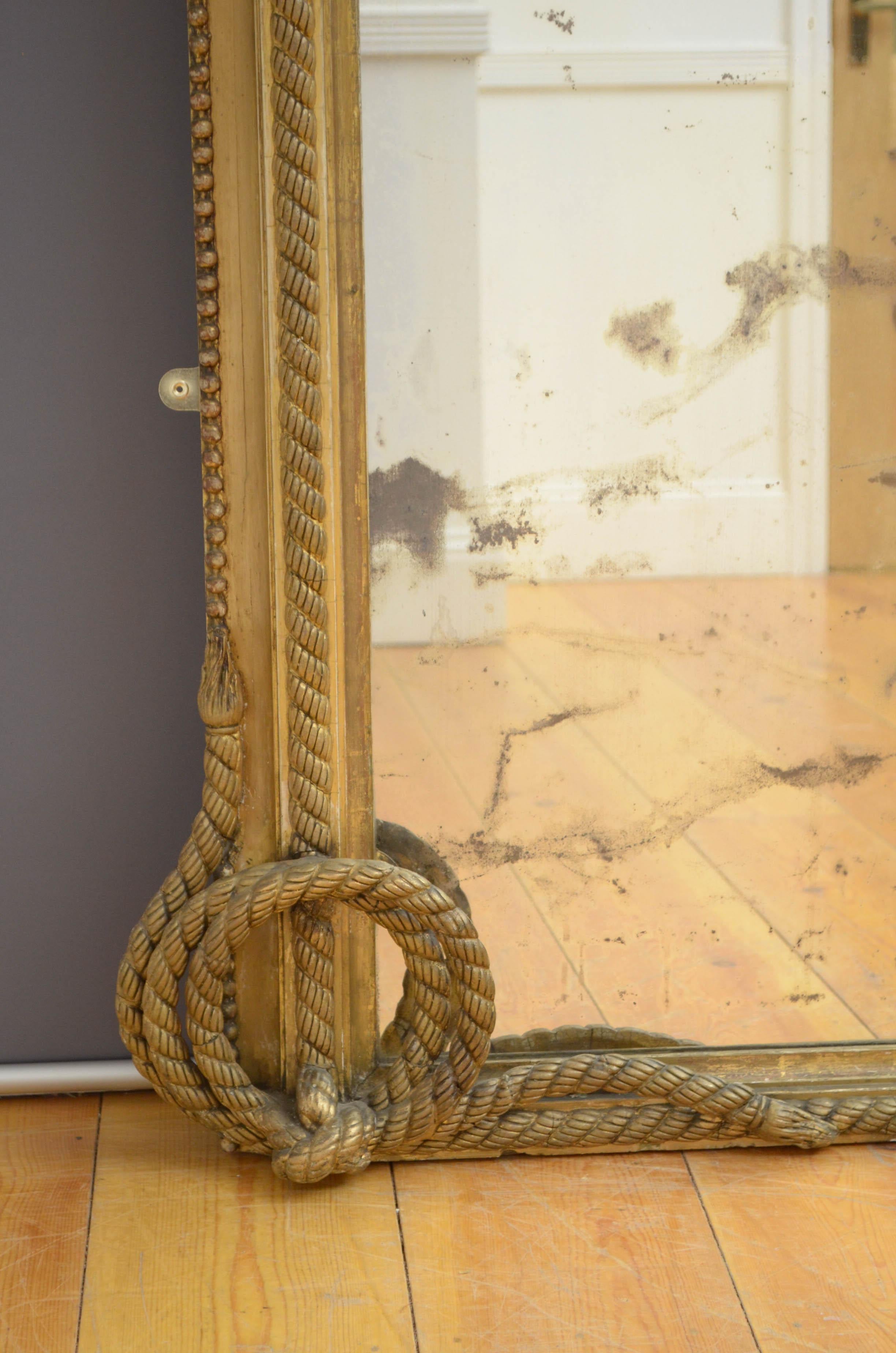 British Victorian Giltwood Leaner or Wall Mirror For Sale
