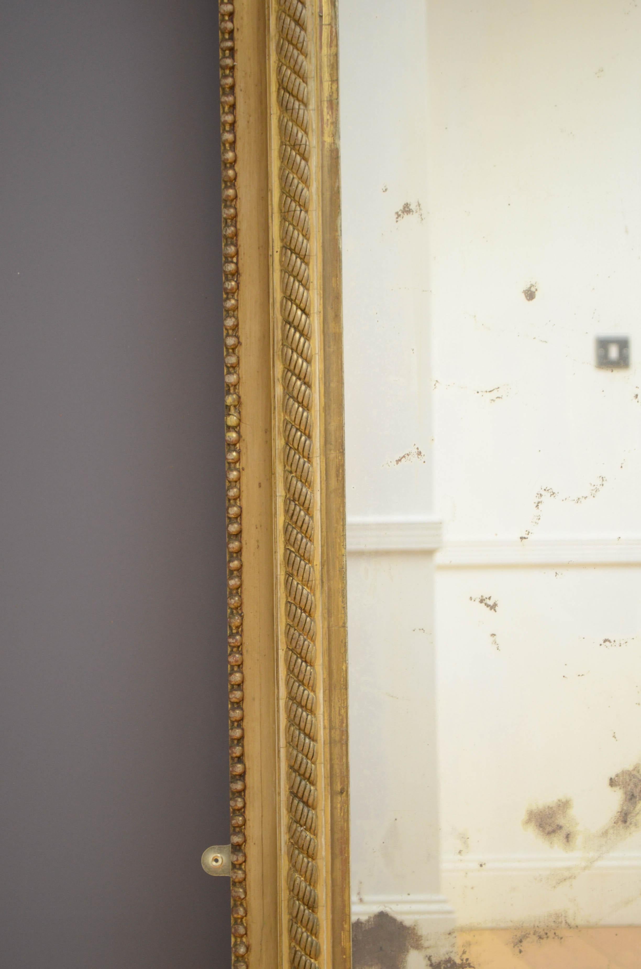 Viktorianischer vergoldeter Holzleisten- oder Wandspiegel (19. Jahrhundert) im Angebot