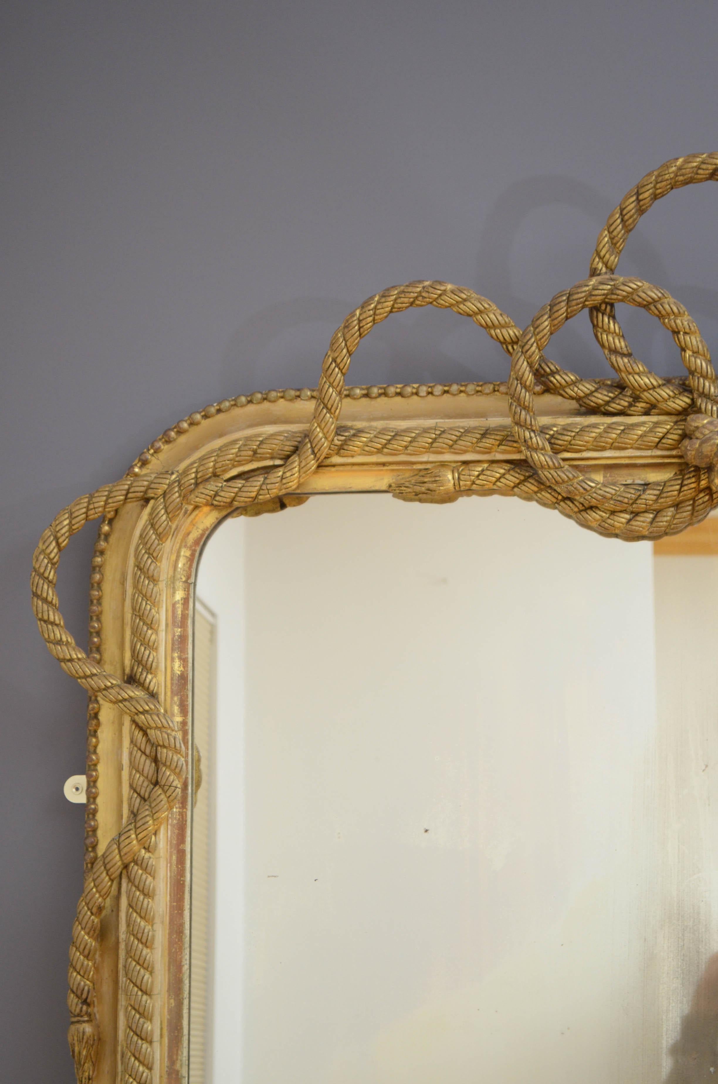 Victorian Giltwood Leaner or Wall Mirror For Sale 1