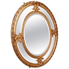 Victorian Giltwood Oval Marginal Plate Mirror