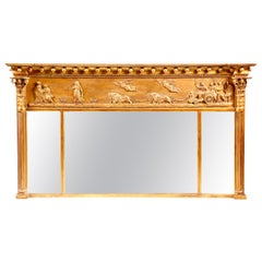 Victorian Giltwood Overmantel Mirror Aurora Leading Apollo's Chariot, circa 1870