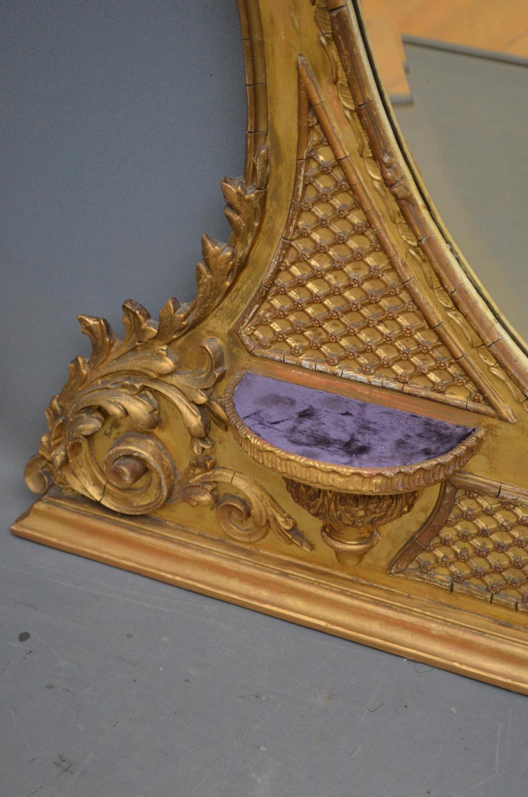 English Victorian Giltwood Overmantel Mirror