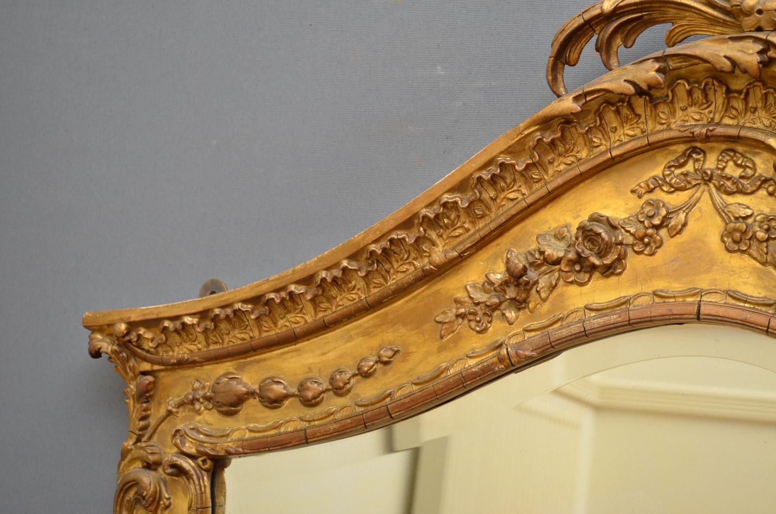 Victorian Giltwood Overmantel Mirror In Excellent Condition In Whaley Bridge, GB