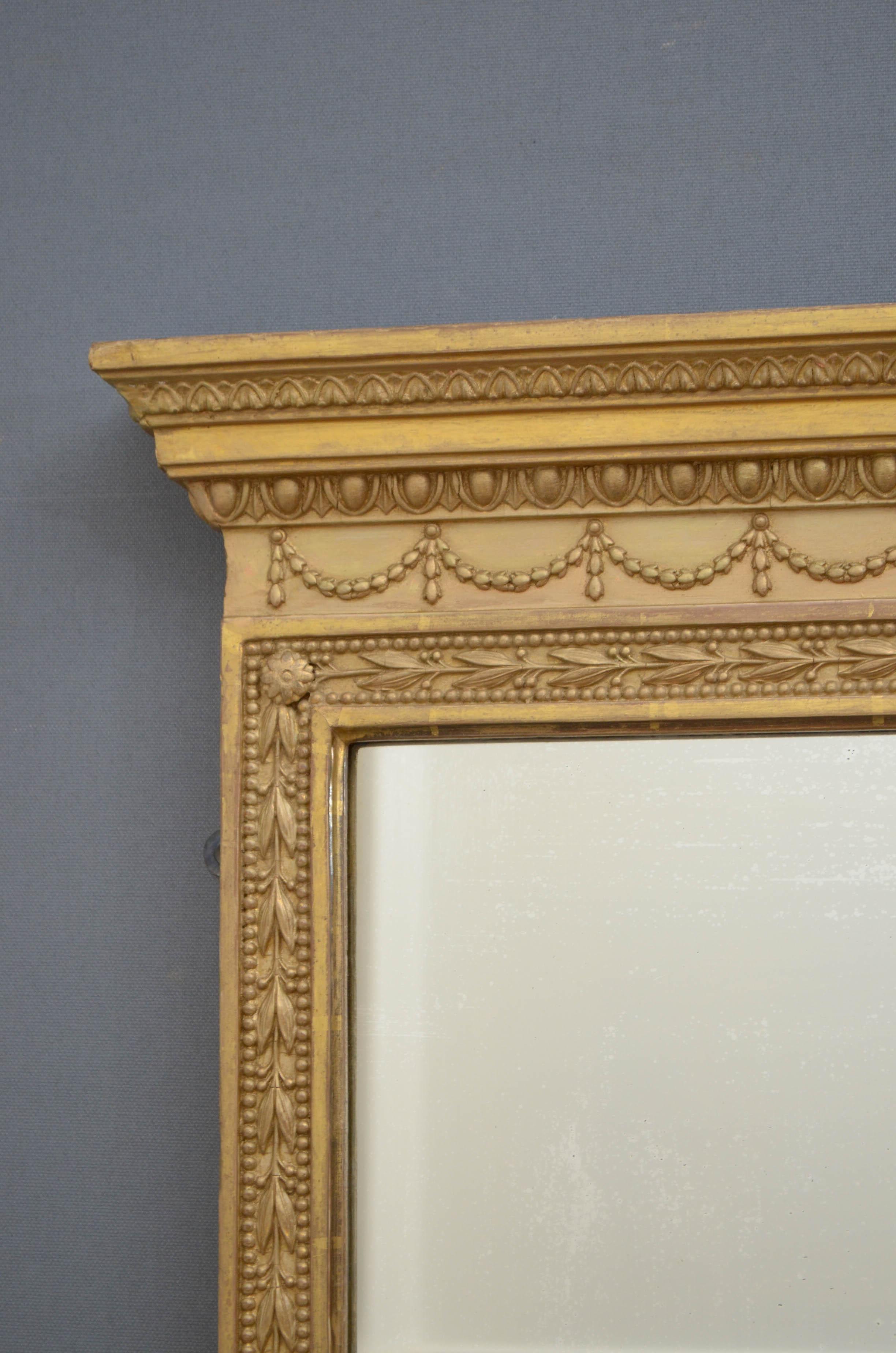 19th Century Victorian Giltwood Overmantel Mirror