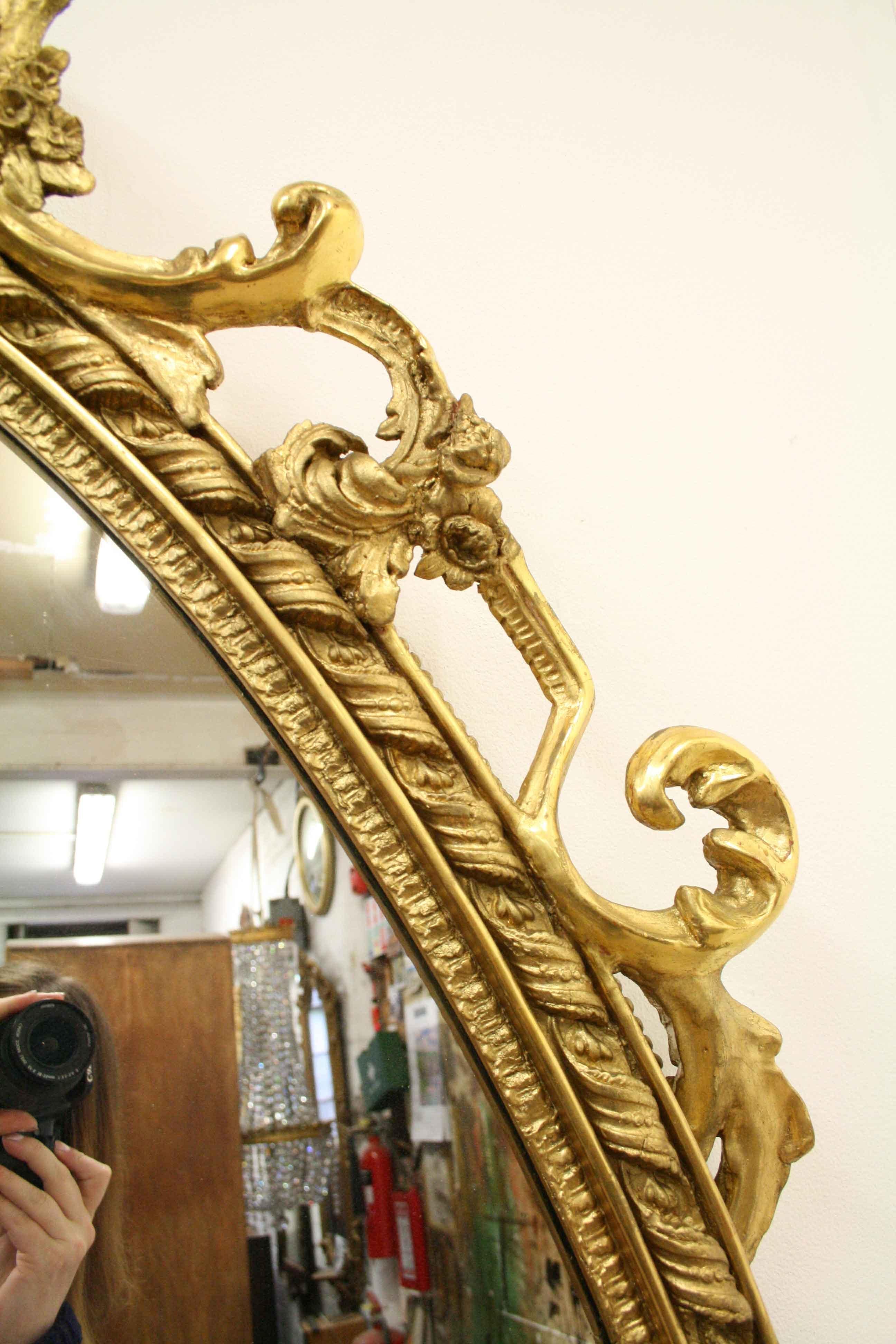 Glass Victorian Giltwood Overmantel Mirror For Sale