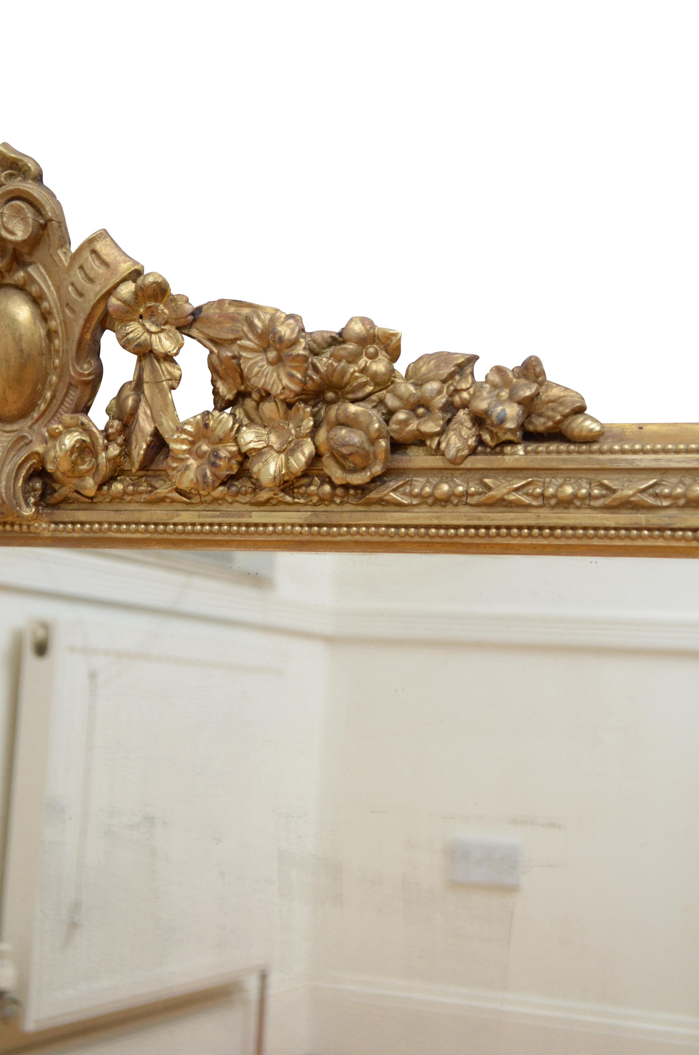 Victorian Giltwood Overmantel Mirror H98cm For Sale 3