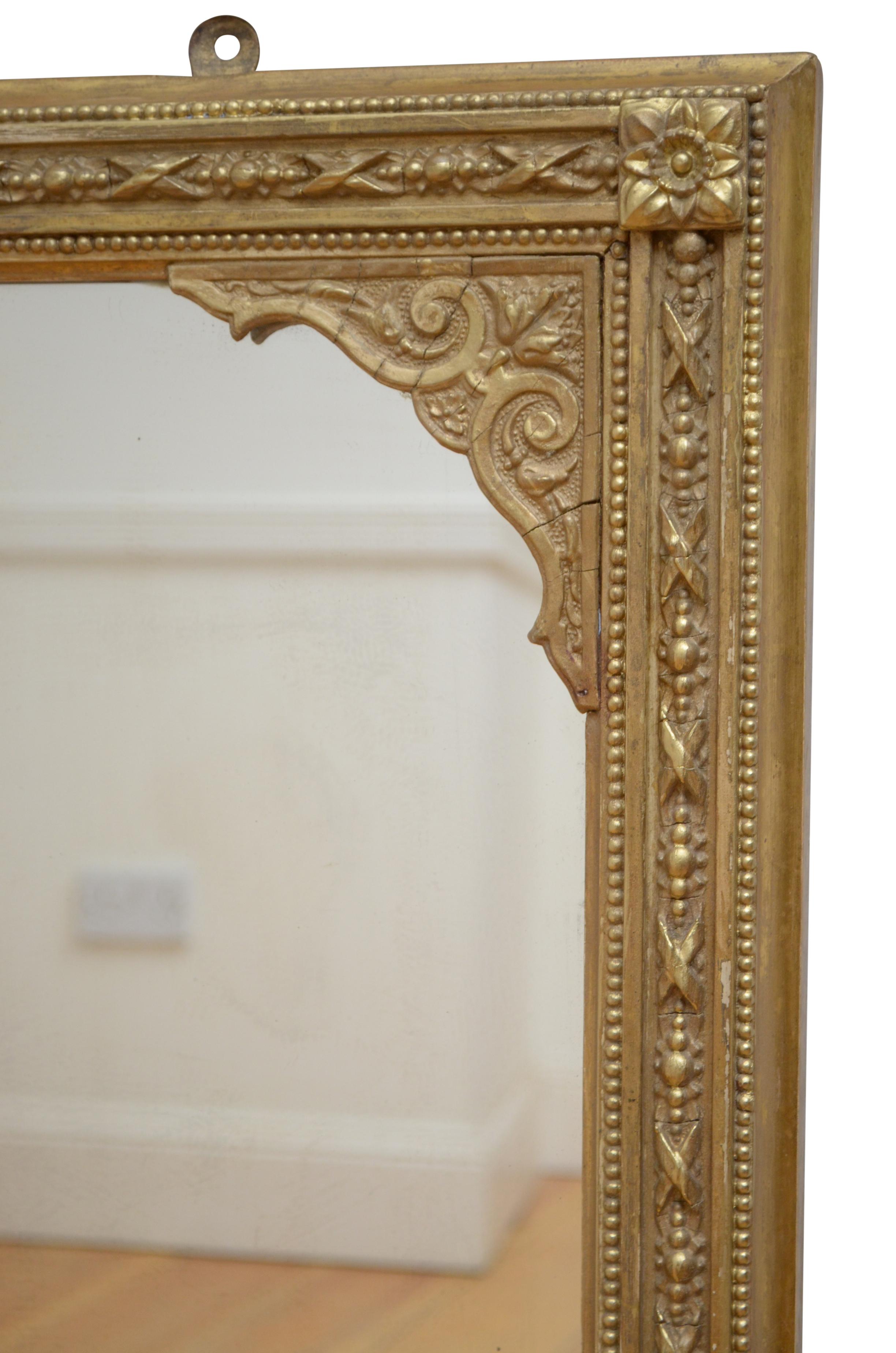 Viktorianischer Übermantel-Spiegel aus vergoldetem Holz H98cm im Angebot 5