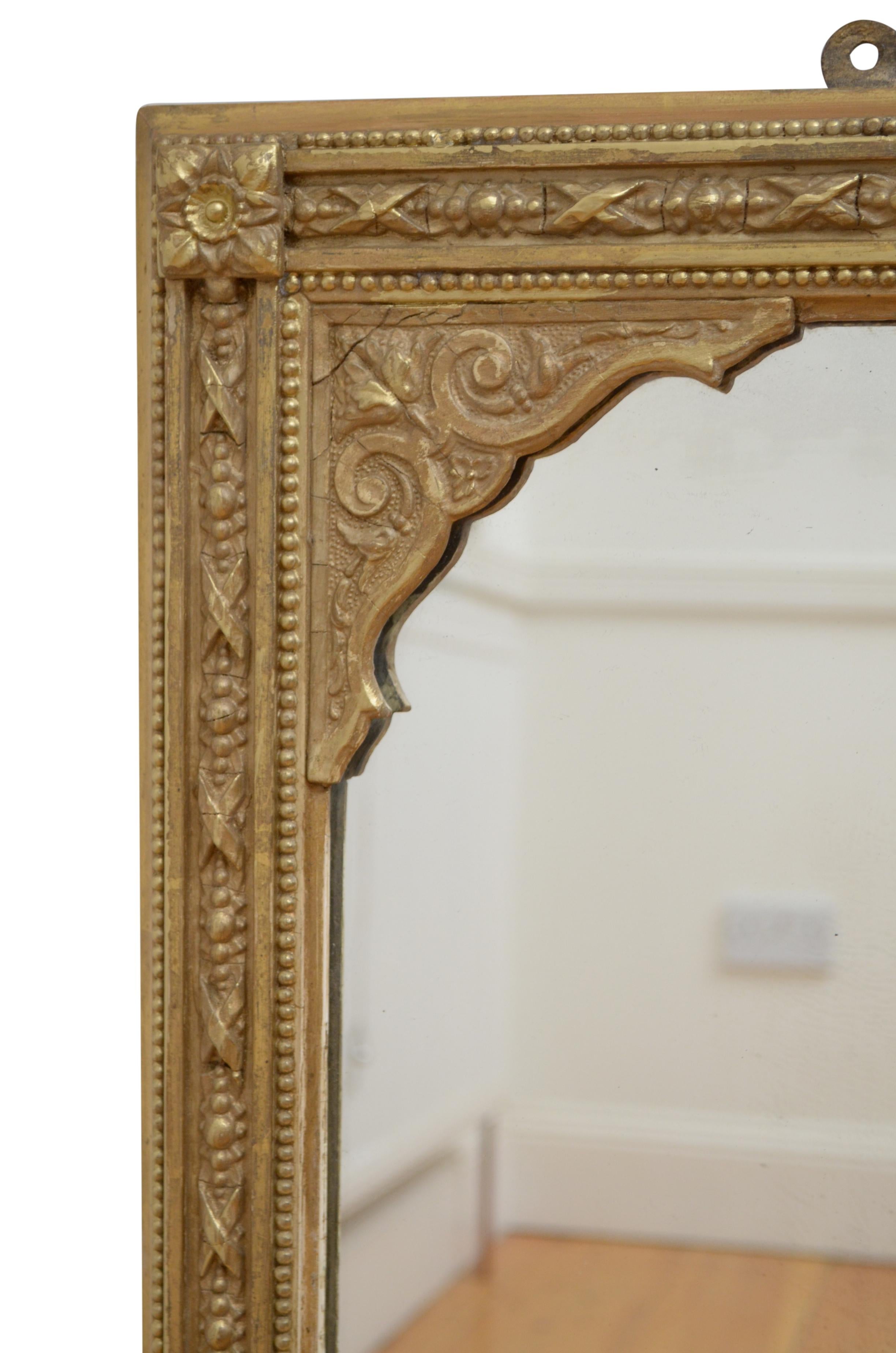 19th Century Victorian Giltwood Overmantel Mirror H98cm For Sale