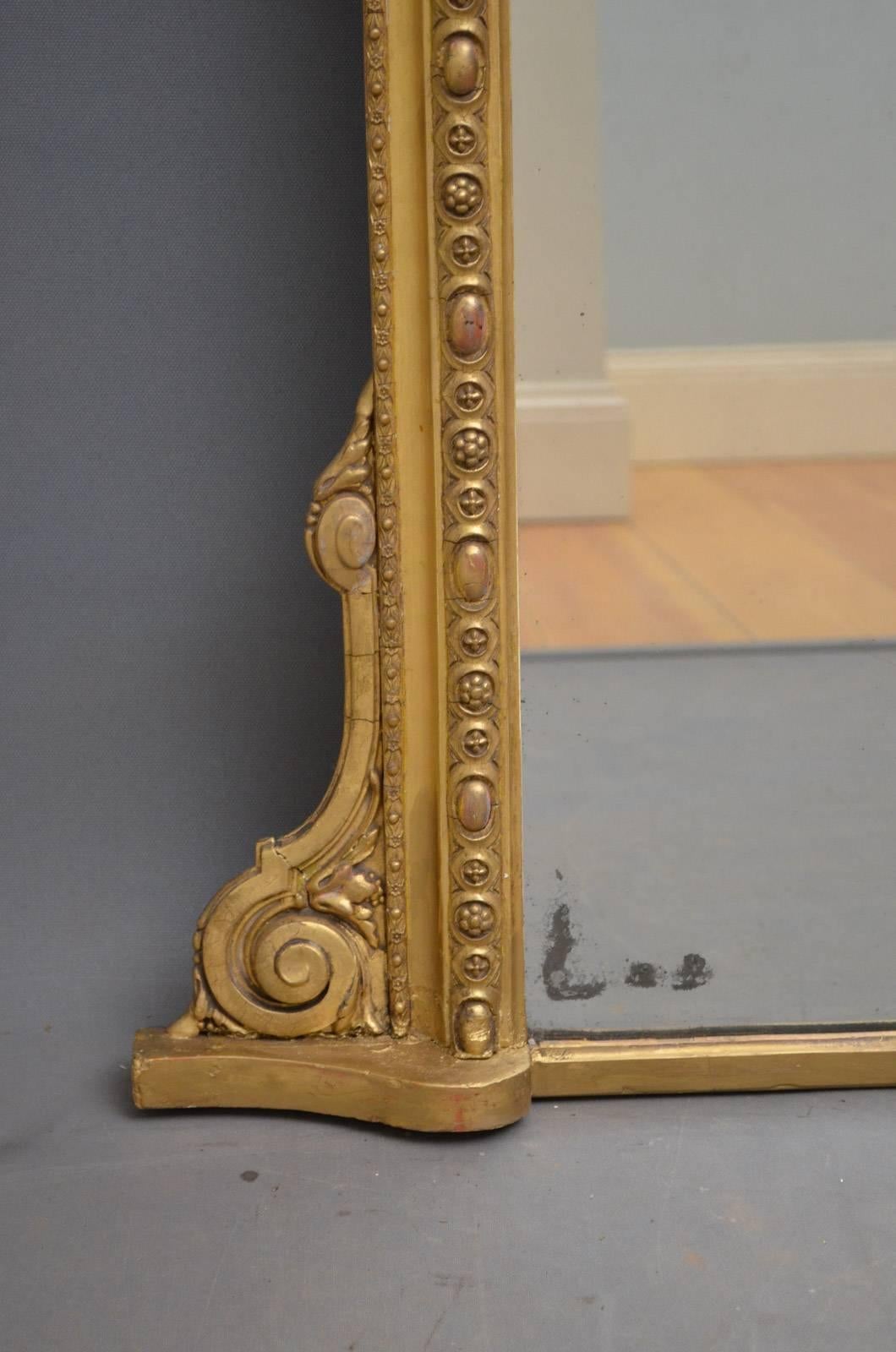English Victorian Giltwood Overmantle Mirror