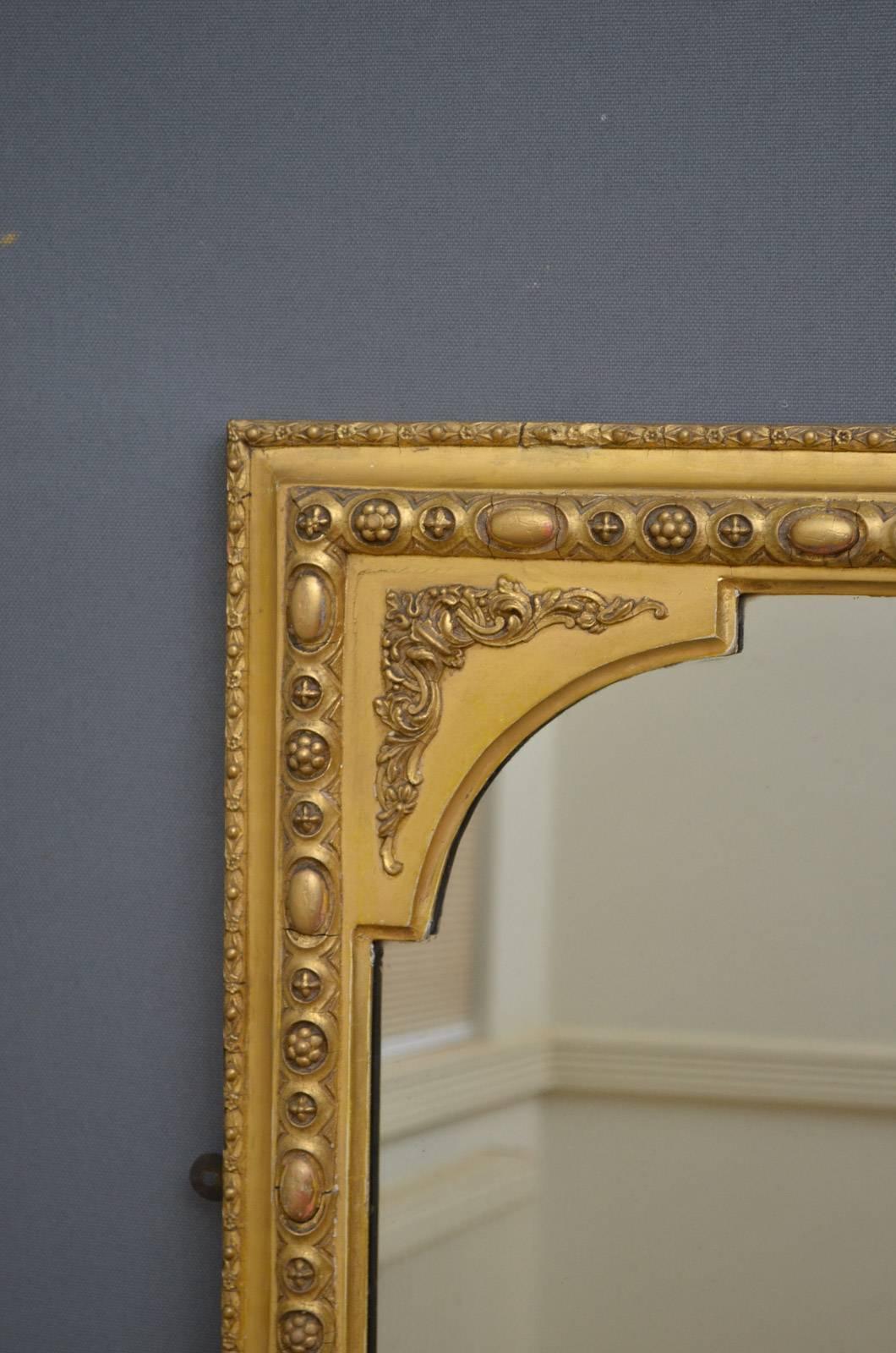 Victorian Giltwood Overmantle Mirror In Excellent Condition In Whaley Bridge, GB