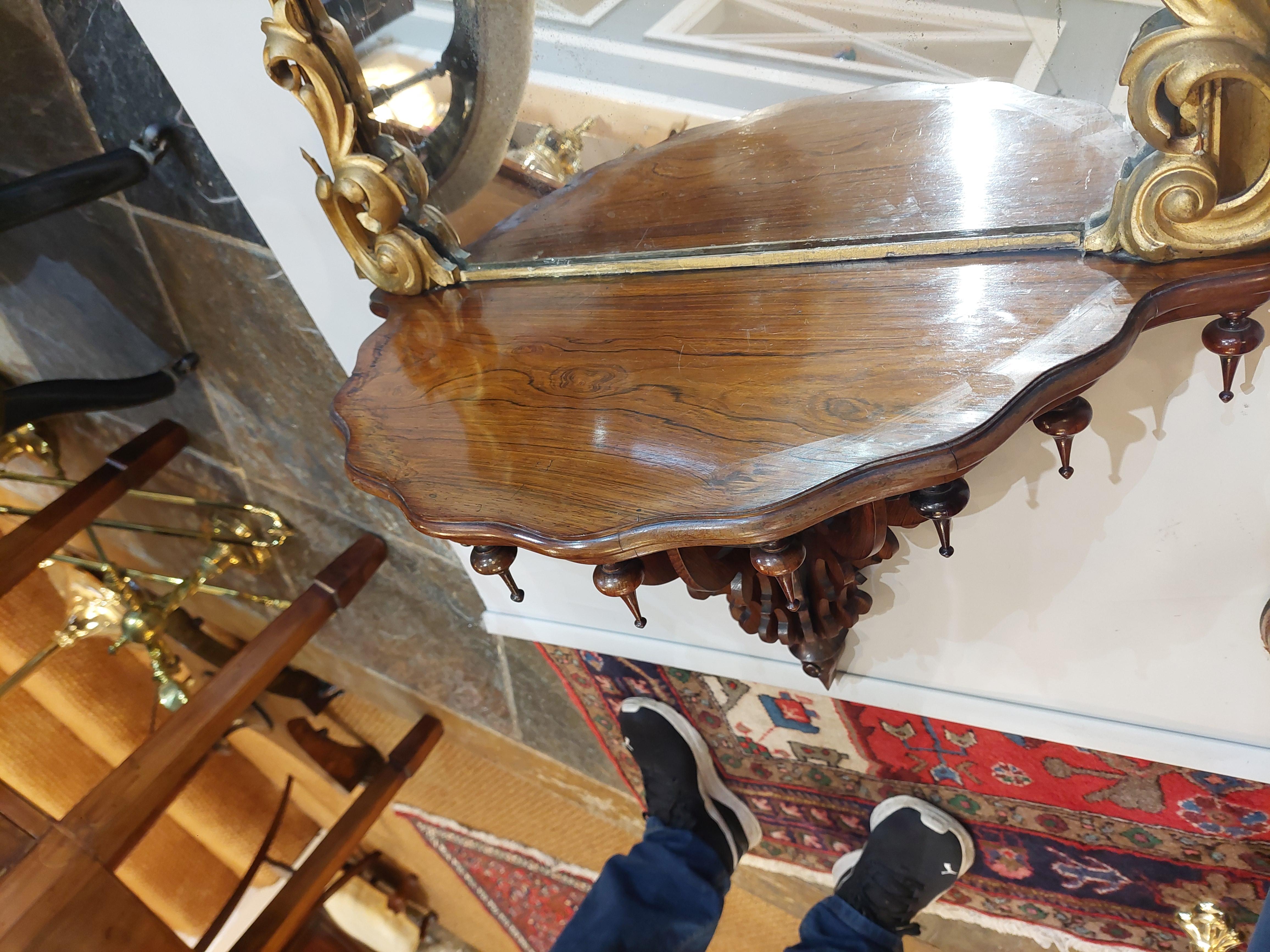Specchio Molo di vetro vittoriano in legno dorato in vendita