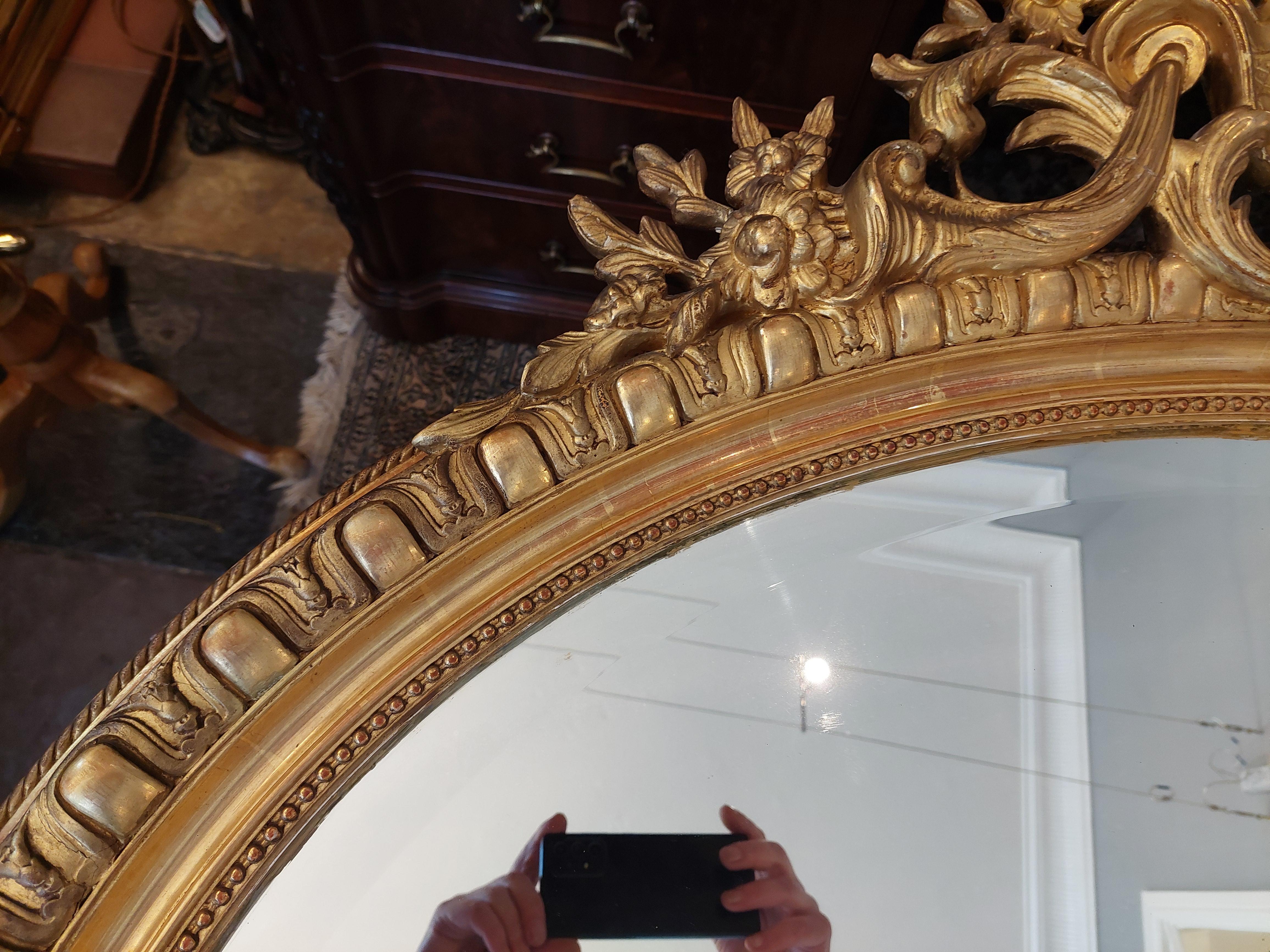 19th Century Victorian Giltwood Rococo Style Mirror For Sale