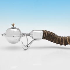 Victorian 'Gimbal' Sterling Silver Cigar Lighter with Impala Horn Handle, 1899