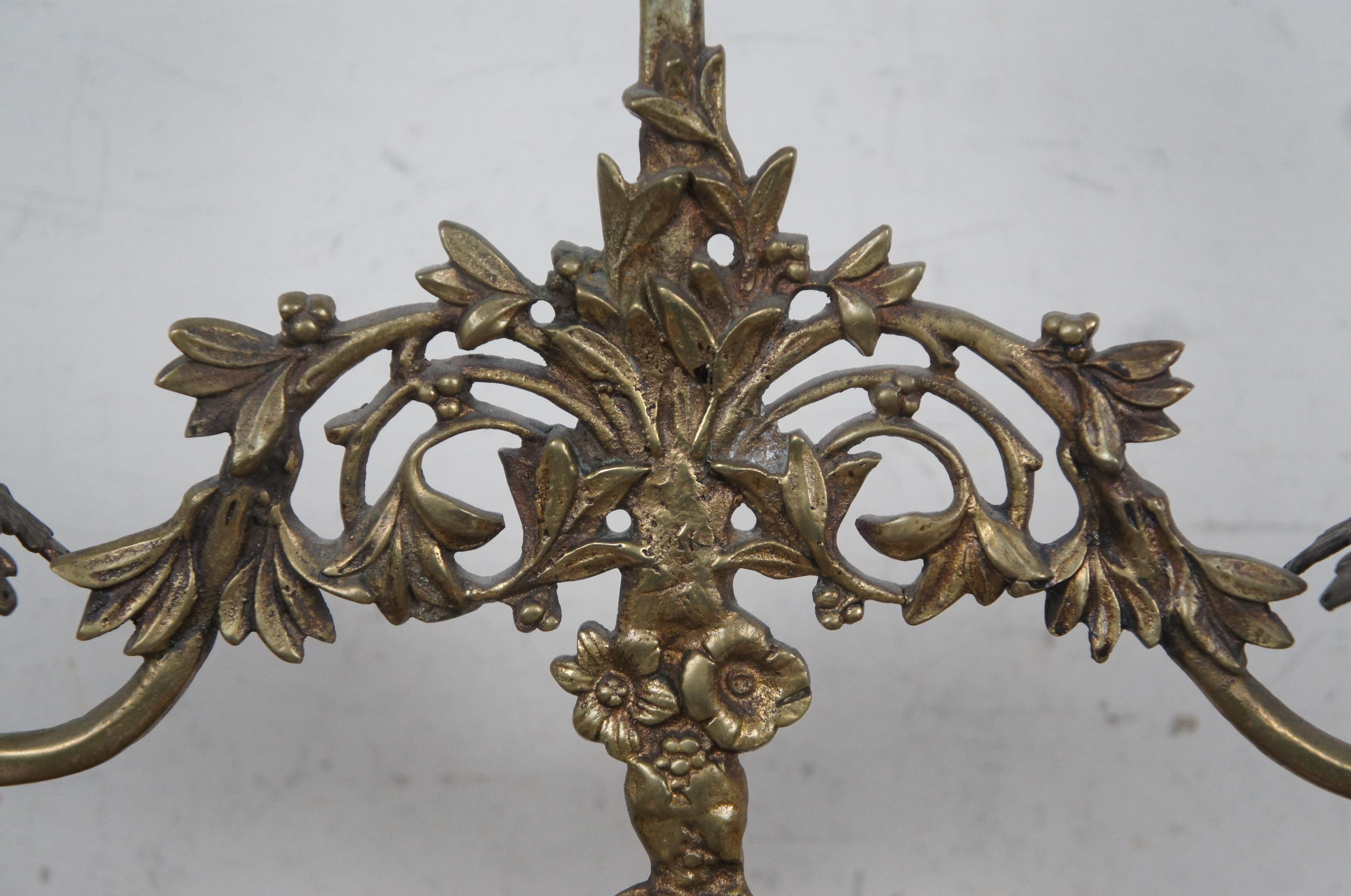 Victorian Girandole Gilt Bronze Marble Drop Crystal Candelabra Candle Holders 7
