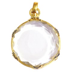 Victorian Glass and Gold Locket 18k Yellow Gold