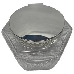 Antique Victorian Glass and Silver Biscuit Box