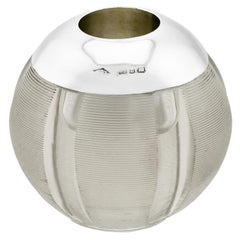 Fiammifero / fermacarte vittoriano in vetro e argento sterling