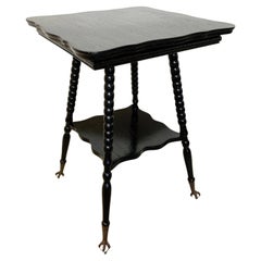 Used Victorian Glass Ball and Claw Black Ebonized Oak Table, circa 1870s