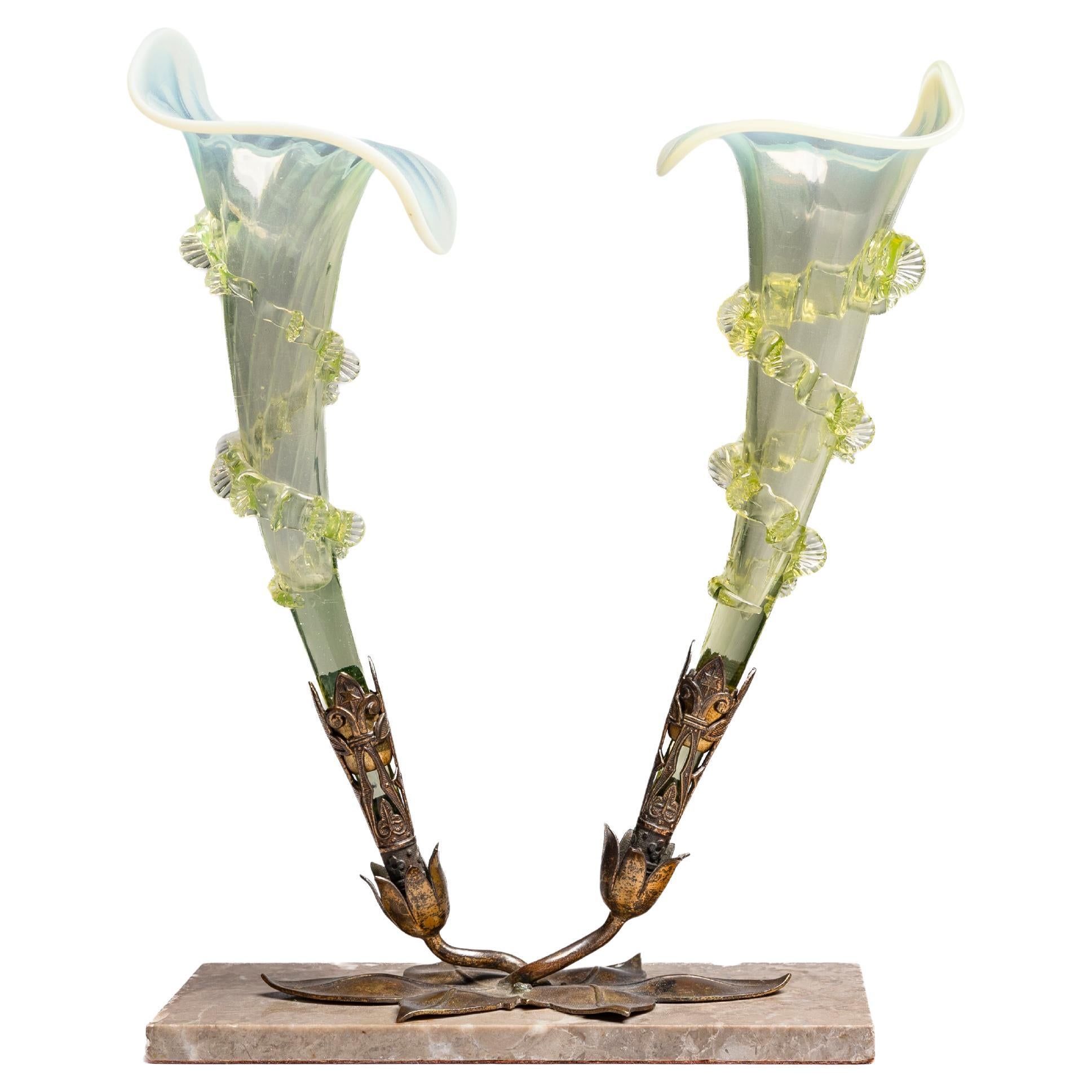 Jarrón victoriano de cristal Epergne en venta