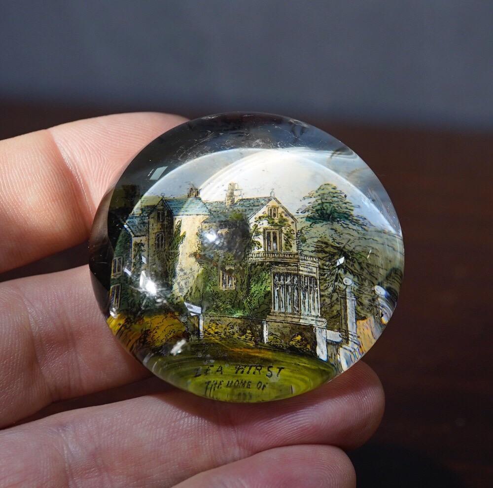 Late 19th Century Victorian Glass Paperweight, Lea Hirst, Home of Florence Nightingale, circa 1880 For Sale