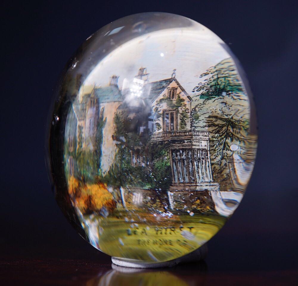 Victorian Glass Paperweight, Lea Hirst, Home of Florence Nightingale, circa 1880 For Sale 4