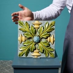 Victorian Glazed Ceramic 10-Inch Decorative Tile