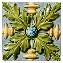 Victorian Glazed Ceramic 10-Inch Decorative Tile