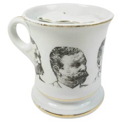 Viktorianische glasierte Keramik Schnurrbart Tasse - Transfer dekoriert - Ende des 19.