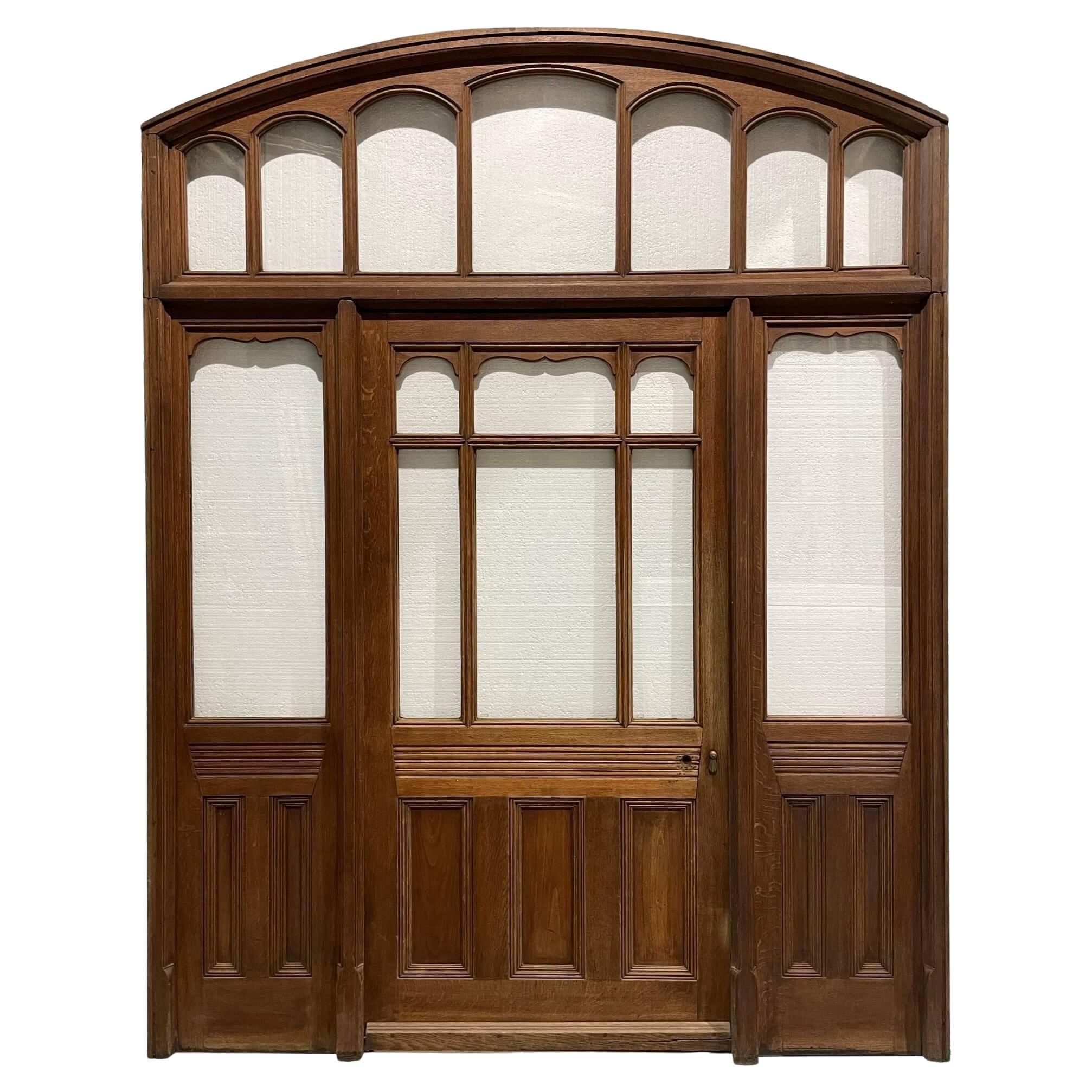 Porte d'entrée ou de porche victorienne en Oak Oak vitrée en vente