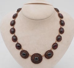 Victorian Glorious 115.0 Carat Garnet Cluster Necklace Gold