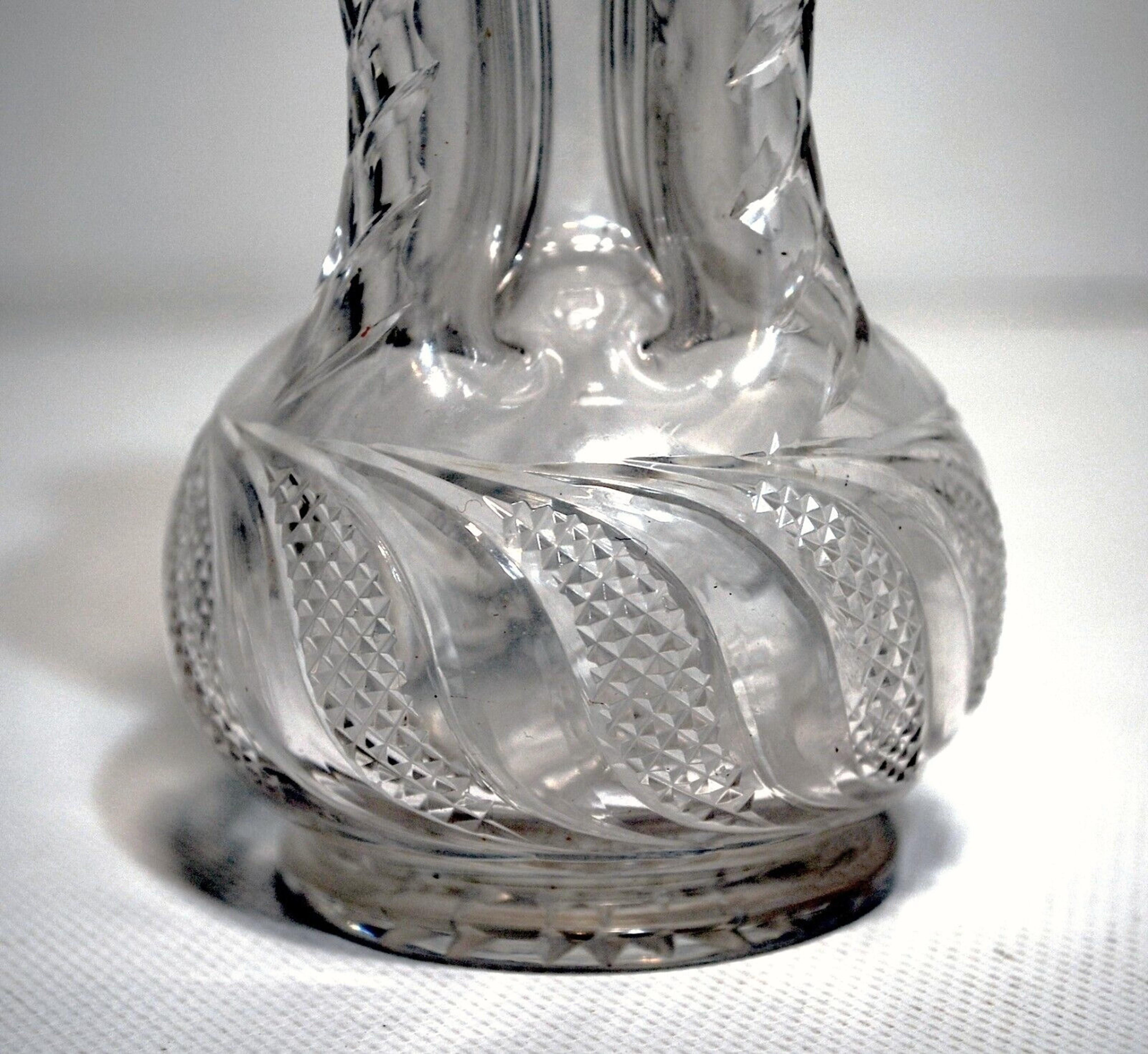 Viktorianische Dekanterflasche aus geschliffenem Kristall und Sterlingsilber mit Klebstoffklebstoff (Britisch) im Angebot