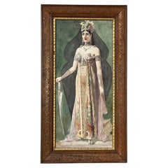 Vintage Victorian Goddess, Aquarelle Painting, framed