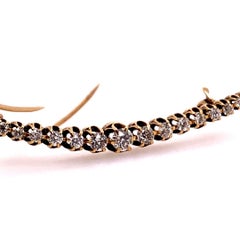Victorian Gold 1 Carat Pin Natural Old European Diamond Brooche, circa 1910