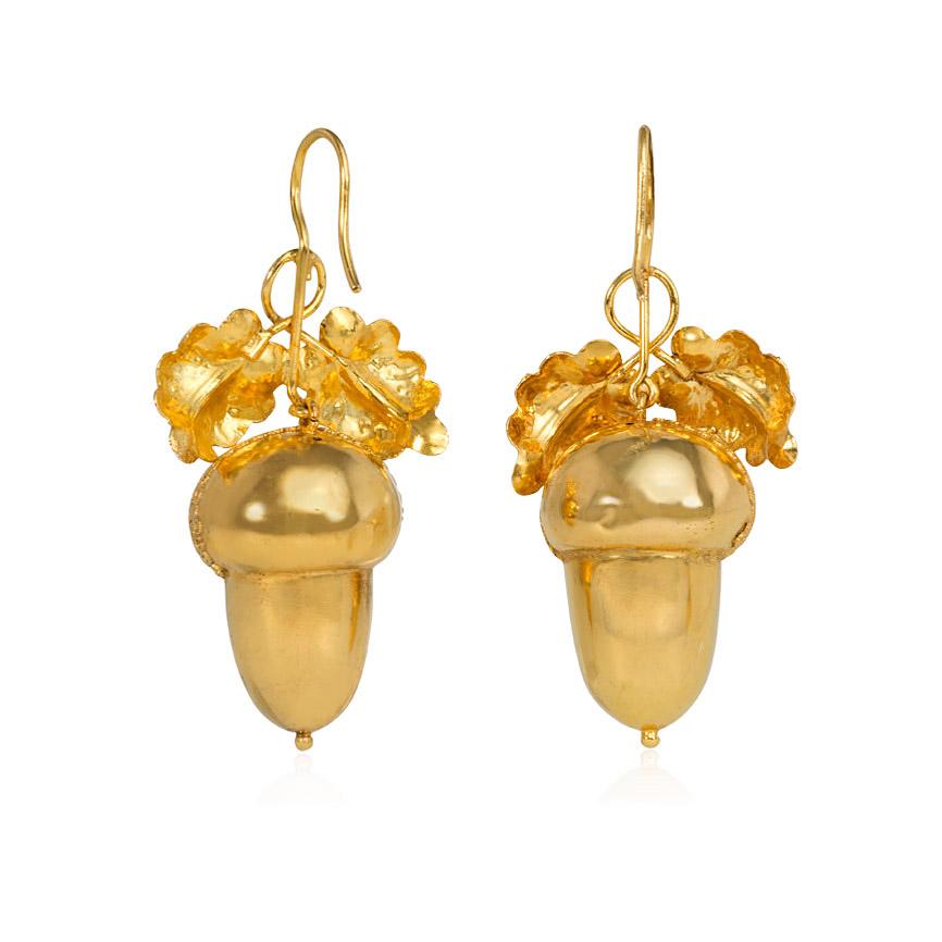 gold acorn earrings