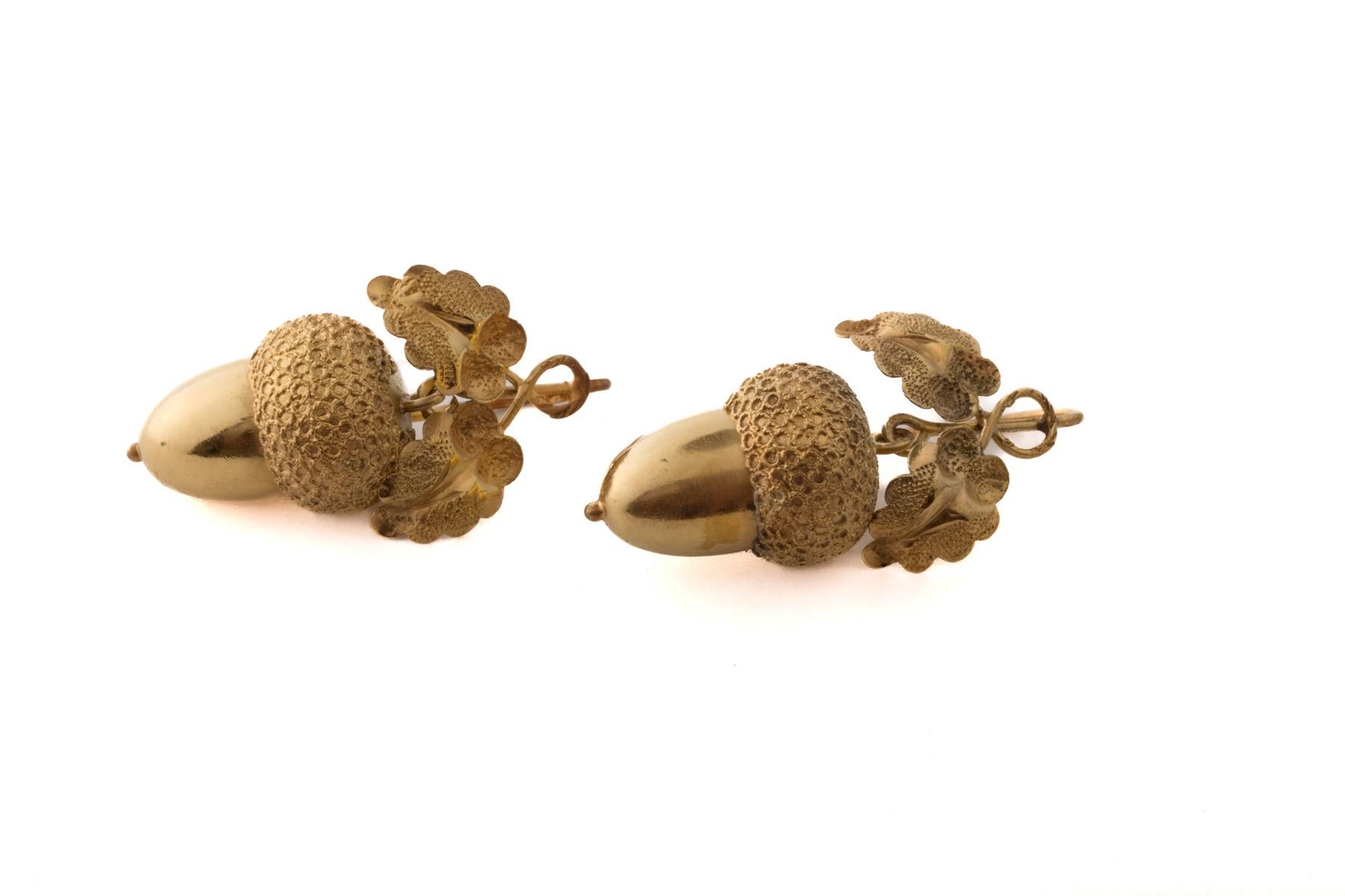 Victorian Gold Acorn Earrings c. 1860 1
