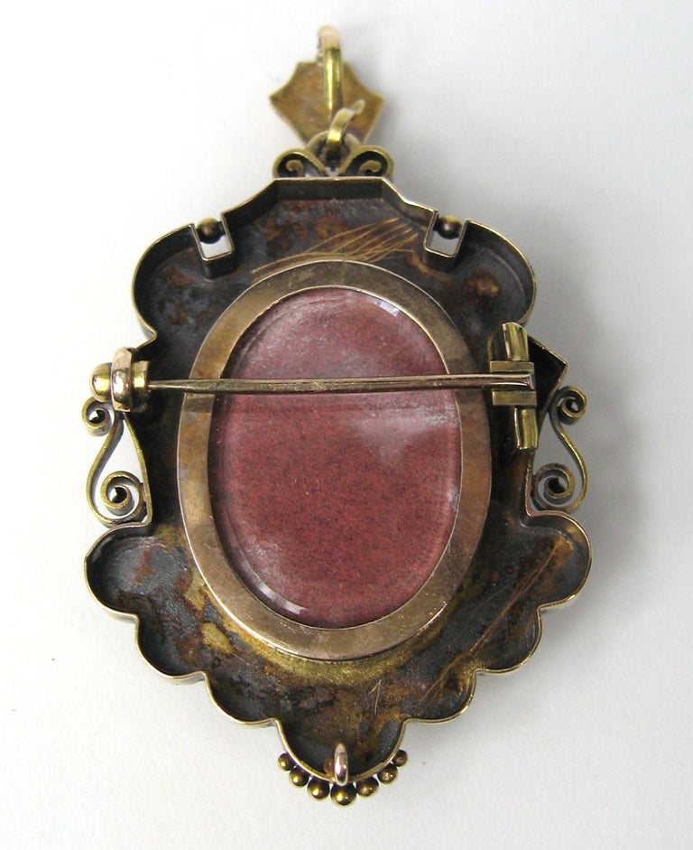 Broche Victorienne énorme En Agate Et Or - Bijou Vintage - Occasion - Origine Royaume-Uni