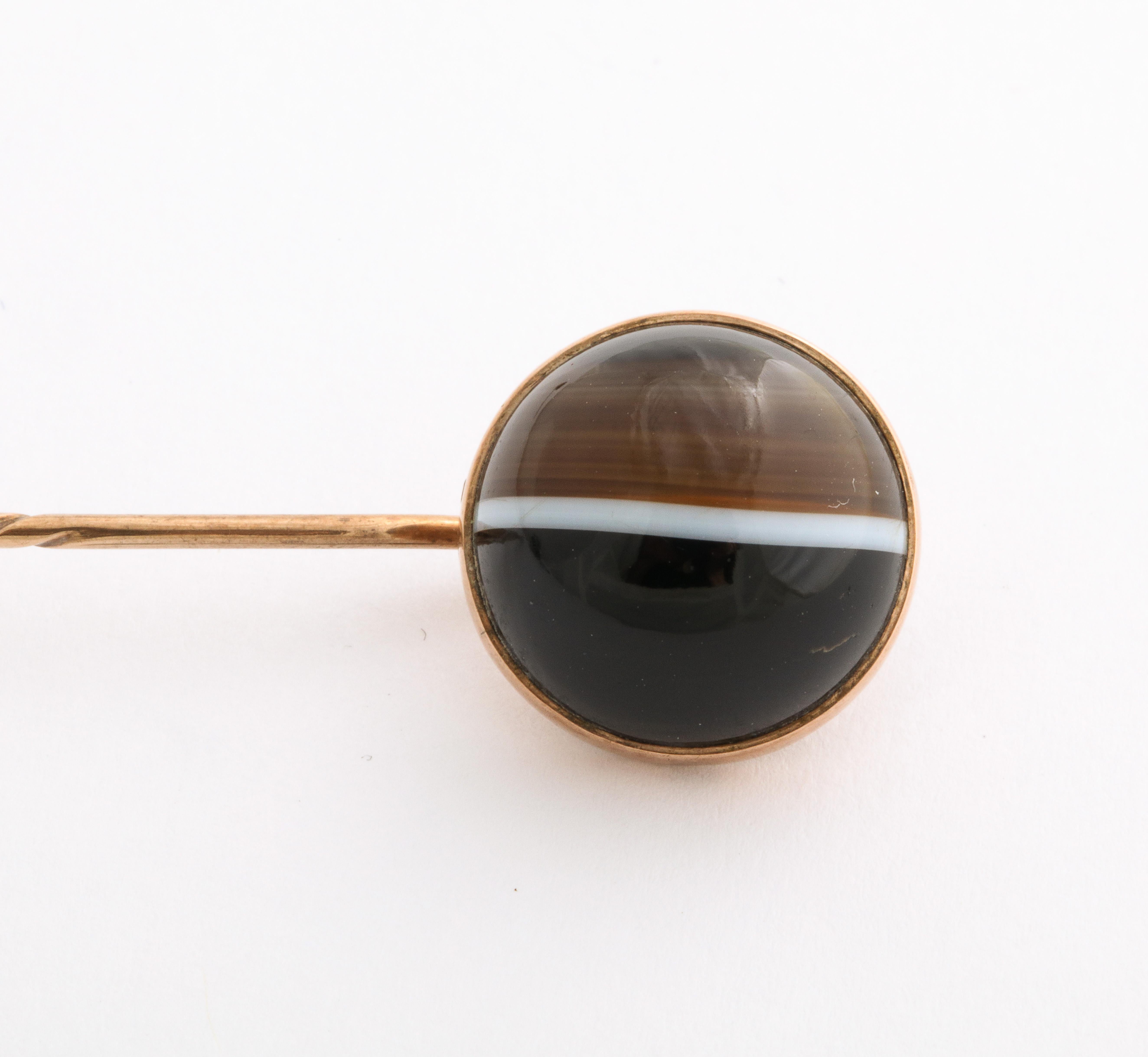 Victorian Gold and Banded Agate Stickpin Collection For Sale 1