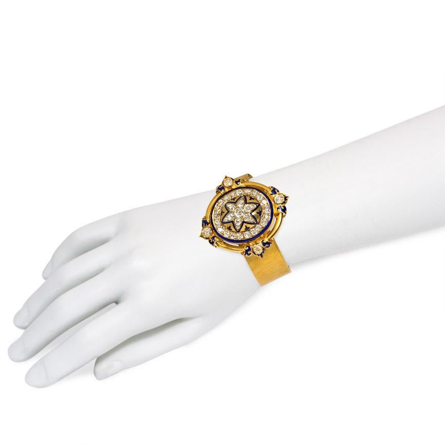 Victorian Gold and Diamond Bracelet of Belt Strap Design with Hidden Locket im Zustand „Gut“ in New York, NY