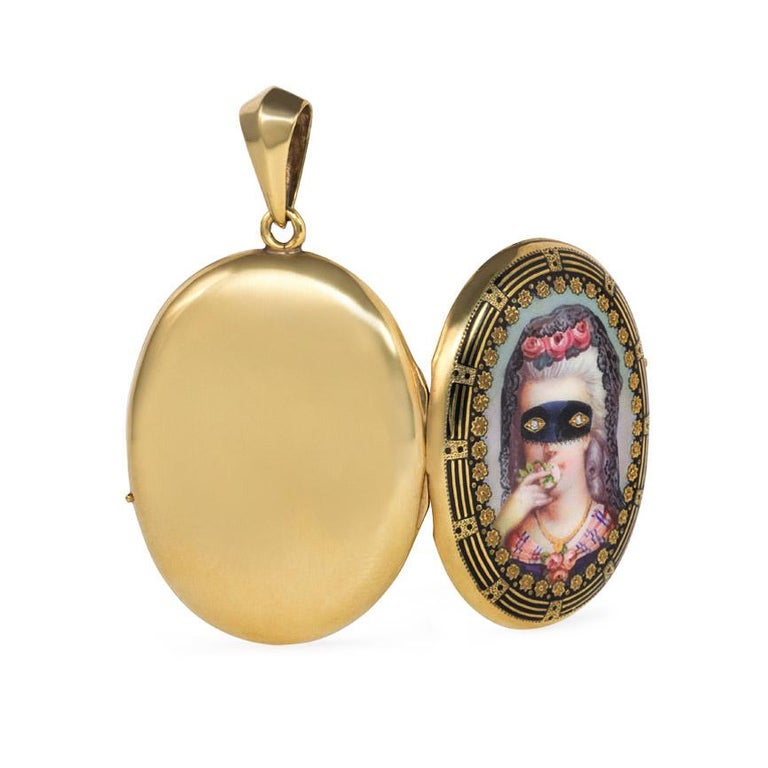 Victorian Gold and Enamel Masked Lady Locket at 1stDibs | victorian ...