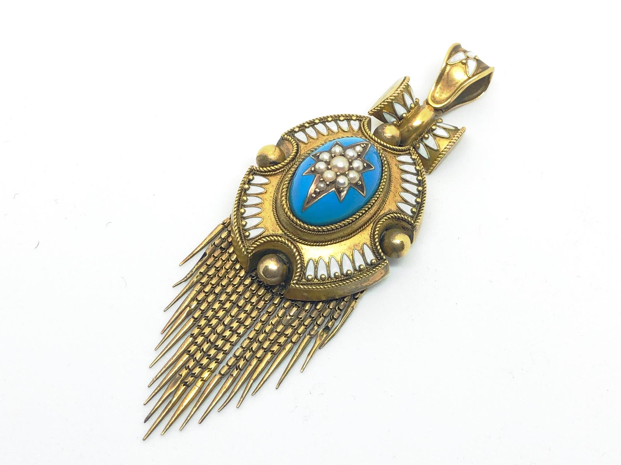 Women's Victorian Gold and Enamel Tassel Pendant