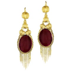 Antique Victorian Gold and Garnet Fringe Earrings