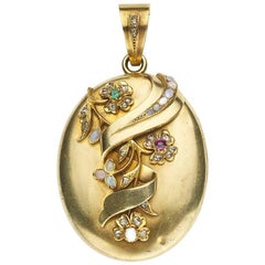Antique Victorian Gold and Gem Set Locket
