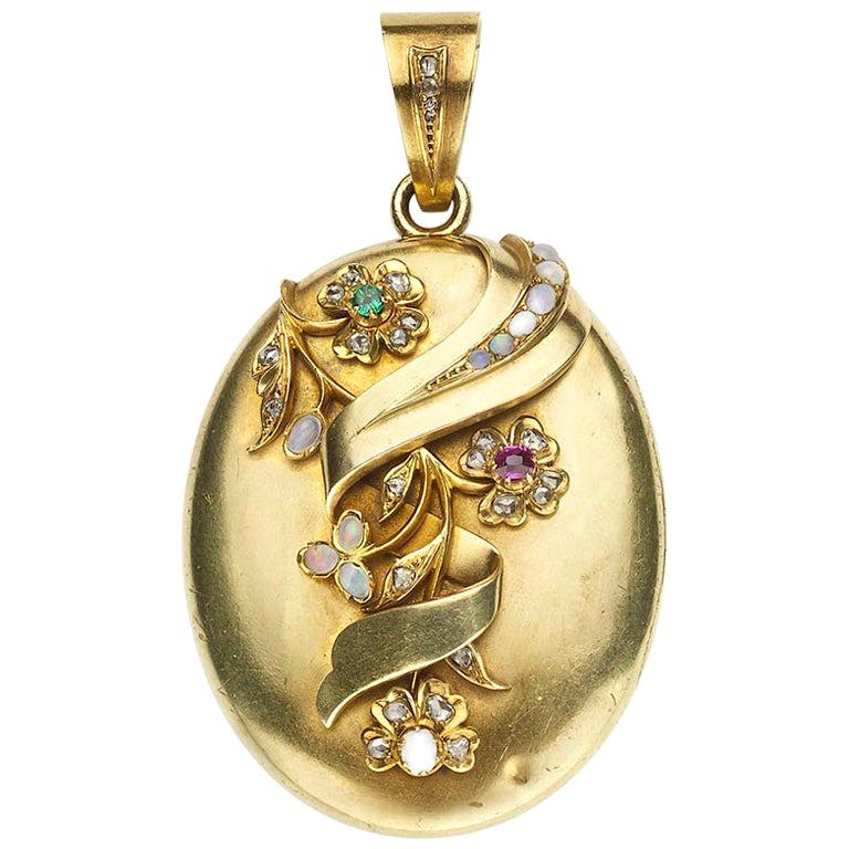 Victorian Enamel Gold Locket Earring Set For Sale at 1stdibs